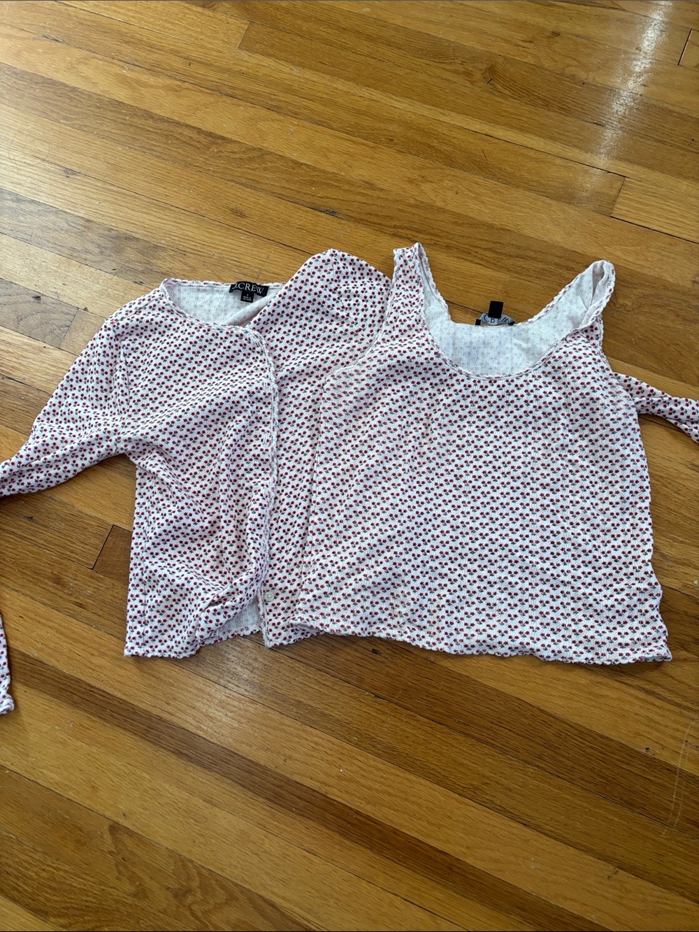 J. Crew White Tank and Long Sleeve Pink Floral Set
